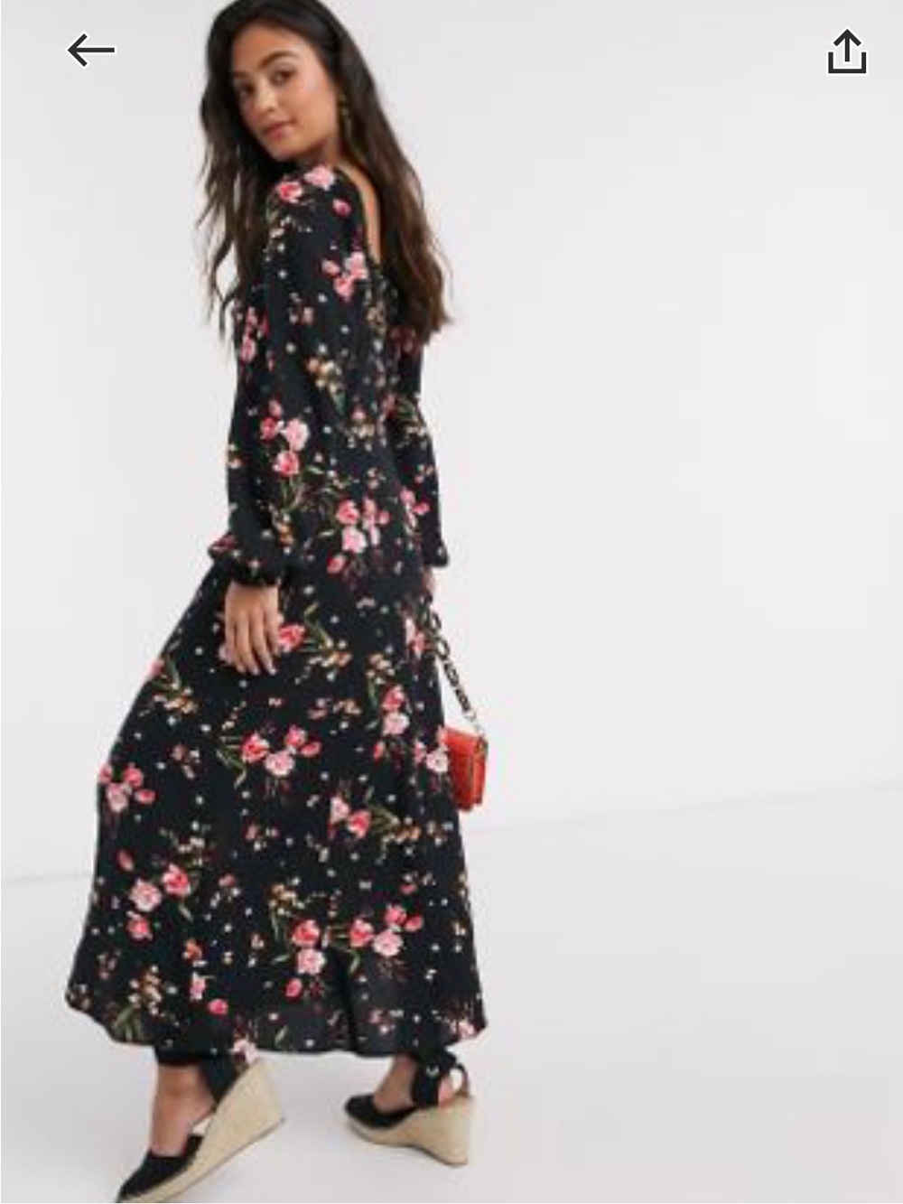 New Look Black Maxi Dress with Pink Floral Print
